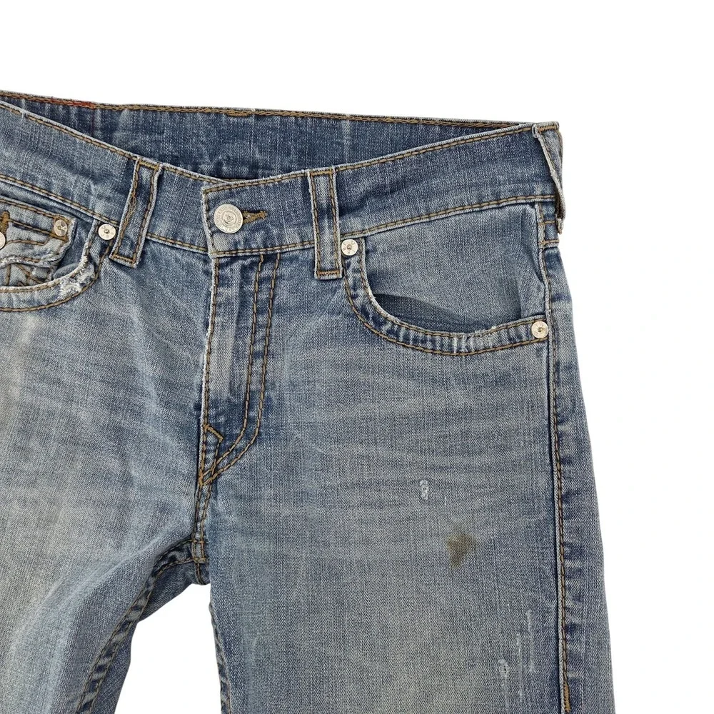 True Religion Skinny Fossil Silk Big T Jeans in Desperado Ride W/ Flaps Men's 33